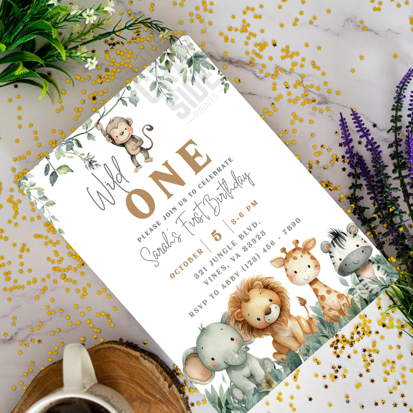 Wild One Invitation First Birthday Invite Gender Neutral Birthday Invite 1st Birthday Invite Safari 1st Birthday Template Digital Download