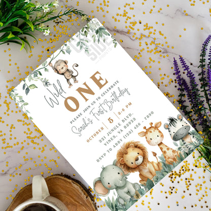 Wild One Invitation First Birthday Invite Gender Neutral Birthday Invite 1st Birthday Invite Safari 1st Birthday Template Digital Download