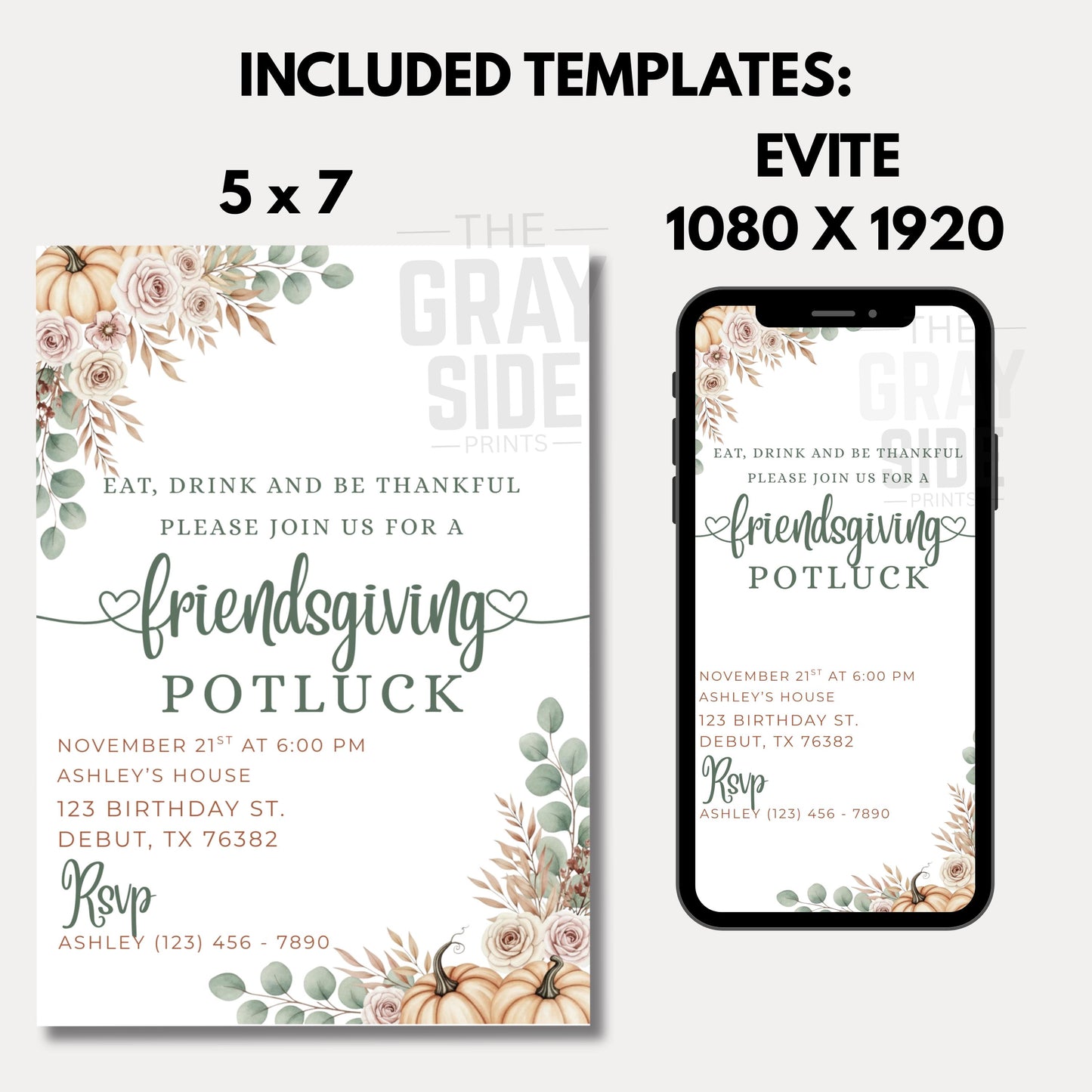 Friendsgiving Dinner invite Friendsgiving Invitattion Template Thanksgiving Invite Printable Digital Download Fall Dinner Invitation