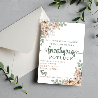 Friendsgiving Dinner invite Friendsgiving Invitattion Template Thanksgiving Invite Printable Digital Download Fall Dinner Invitation