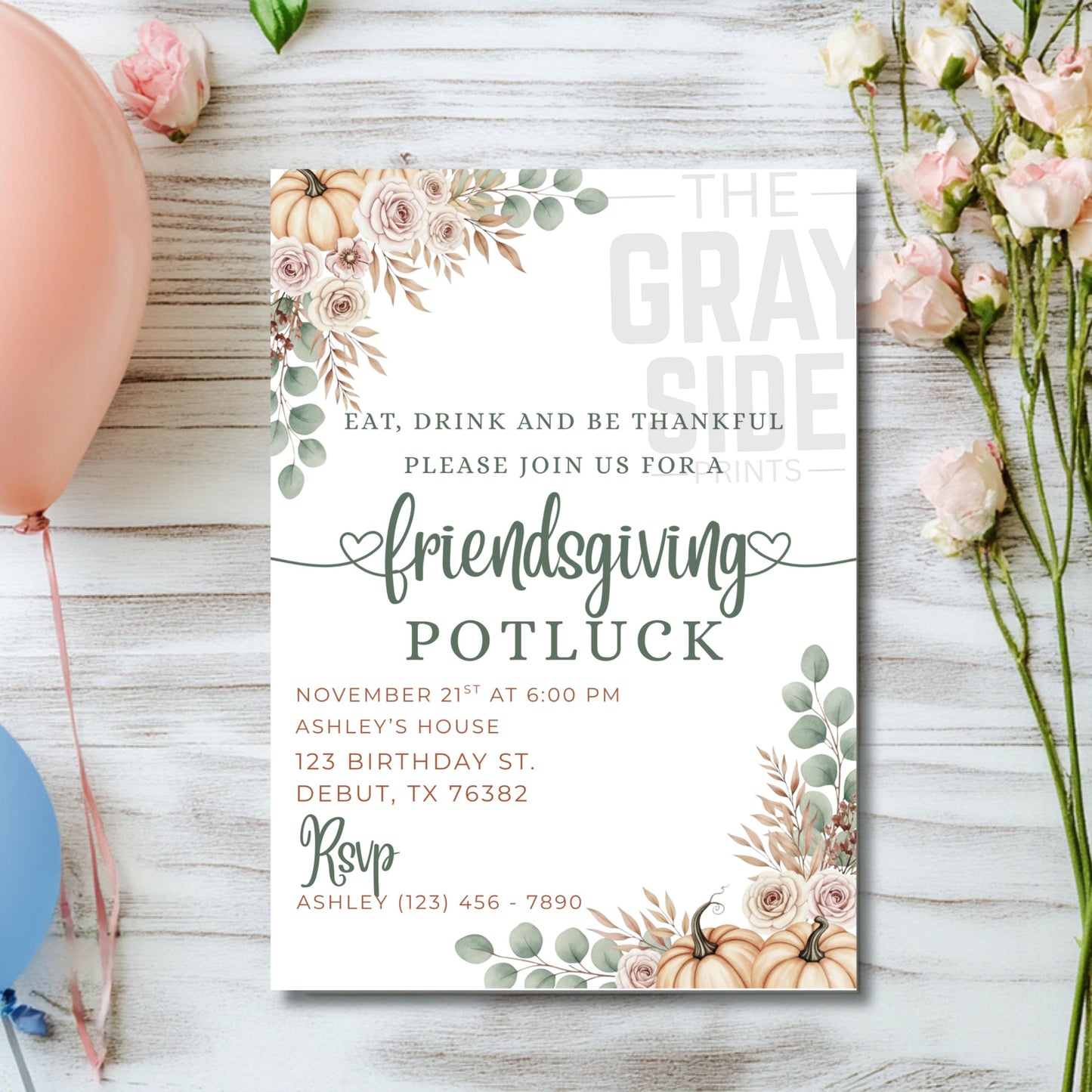 Friendsgiving Dinner invite Friendsgiving Invitattion Template Thanksgiving Invite Printable Digital Download Fall Dinner Invitation