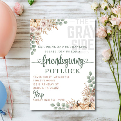 Friendsgiving Dinner invite Friendsgiving Invitattion Template Thanksgiving Invite Printable Digital Download Fall Dinner Invitation