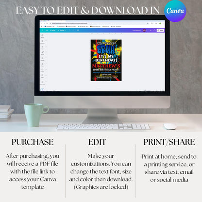 Bruh It's My Birthday Invitation Boys Birthday Invite Arcade Birthday Invite Printable Boys Bday Card Digital Party Invite Instant Download