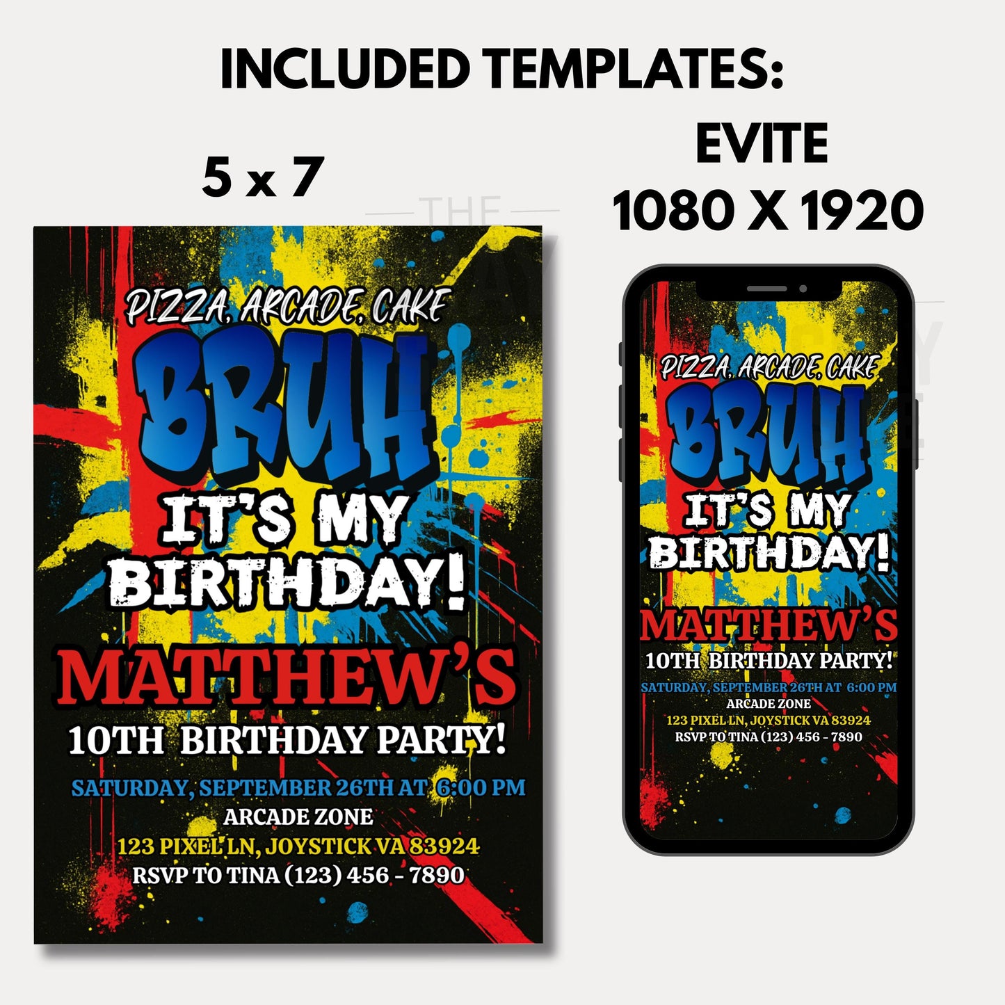 Bruh It's My Birthday Invitation Boys Birthday Invite Arcade Birthday Invite Printable Boys Bday Card Digital Party Invite Instant Download