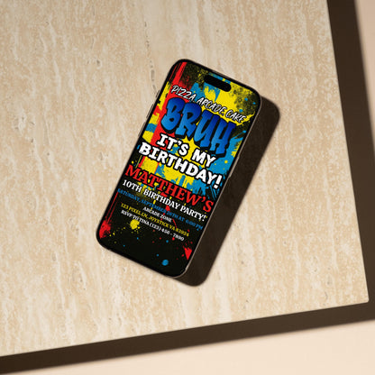Bruh It's My Birthday Invitation Boys Birthday Invite Arcade Birthday Invite Printable Boys Bday Card Digital Party Invite Instant Download