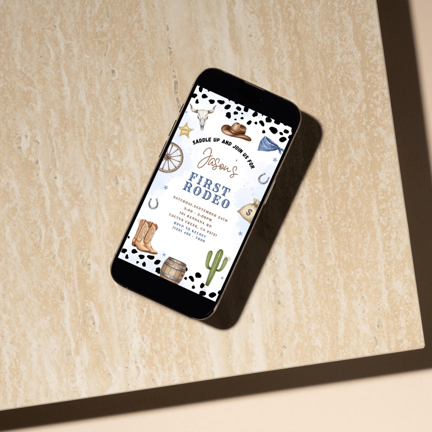 First Rodeo Birthday Invitation Editable Invite 1st Rodeo Birthday Invite Cowboy Invite 1st Rodeo Invite Canva Template Boys 1st Birthday