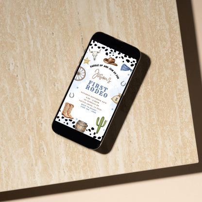 First Rodeo Birthday Invitation Editable Invite 1st Rodeo Birthday Invite Cowboy Invite 1st Rodeo Invite Canva Template Boys 1st Birthday