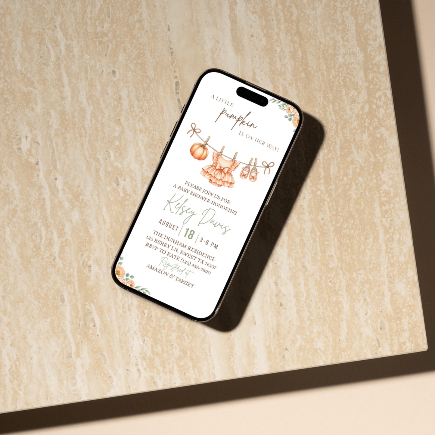 Little Pumpkin Baby Shower Invitation, Fall Baby Shower Invite, Editable Baby Shower Template, Printable Girl Baby Shower Invitation