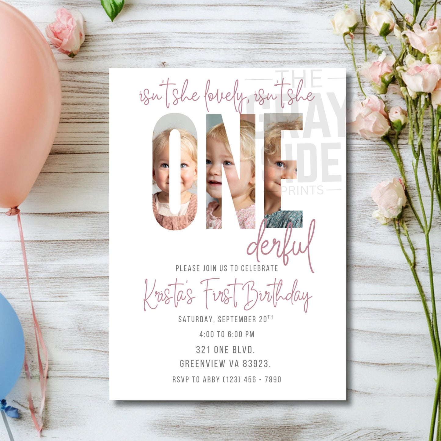 Isn’t She Lovely 1st Birthday Invitation ONEderful Girl Birthday Invite Editable Invitation Canva Template Girls First Birthday Invite