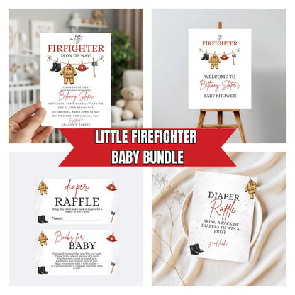 A Little Firefighter Baby Shower Bundle Baby Shower Bundle Invitation Fire Truck Baby Shower Fireman Invite Boy Baby Shower Girl Baby Shower