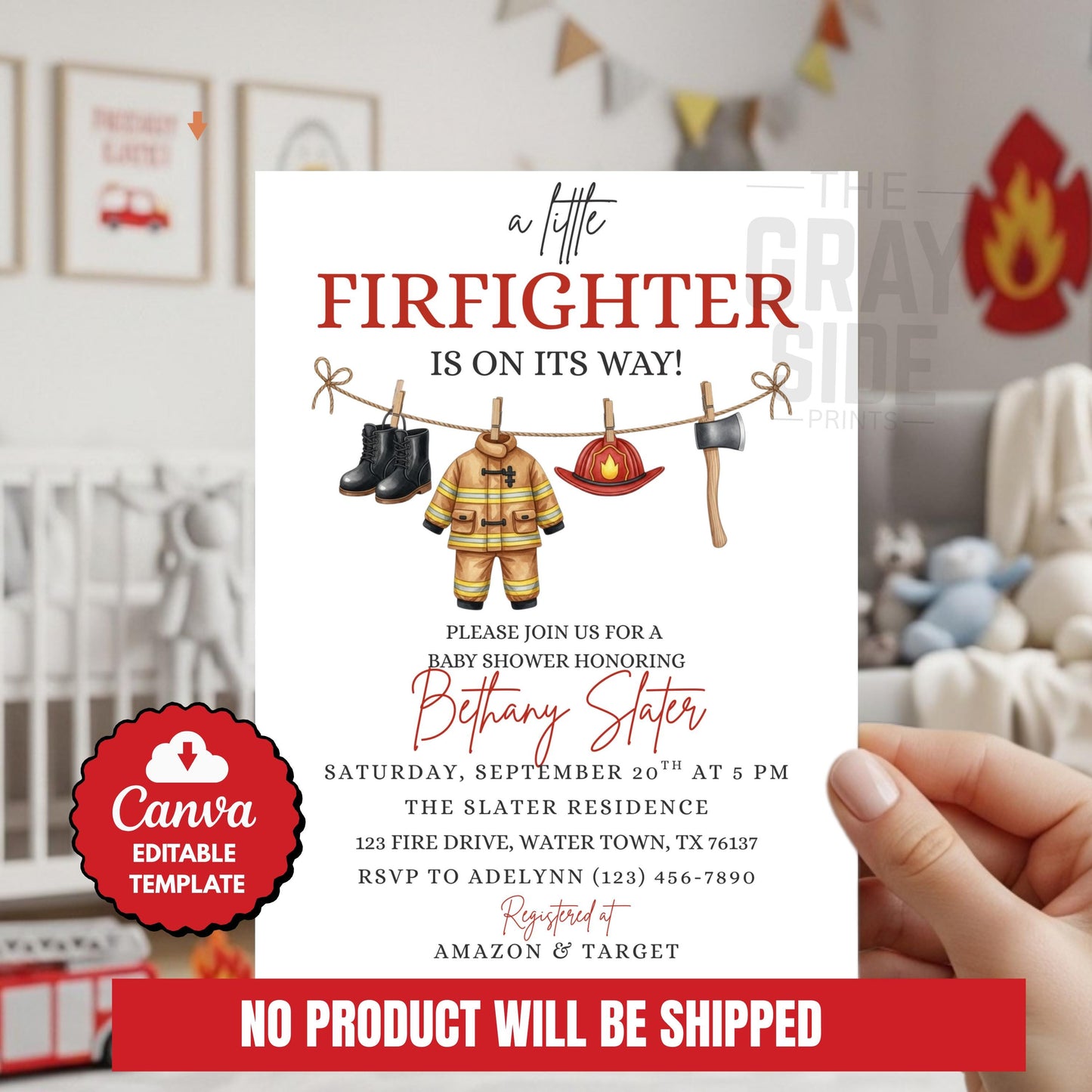 A Little Firefighter Baby Shower Invitation Fire Truck Baby Shower Fireman Invite Gender Neutral Invite Boy Baby Shower Girl Baby Shower