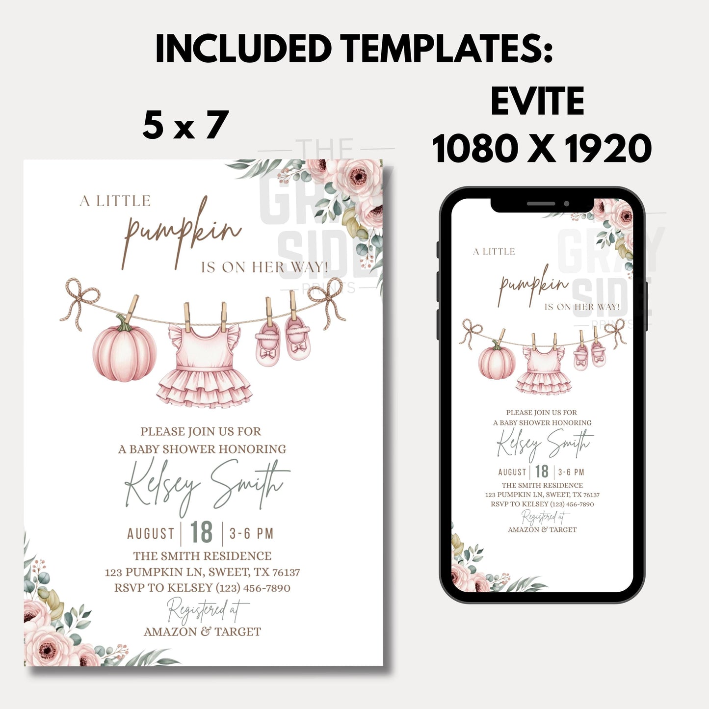 Little Pumpkin Baby Shower Invitation Fall Baby Shower Invite Editable Baby Shower Template Girl Baby Shower Invitation Pink Baby Shower