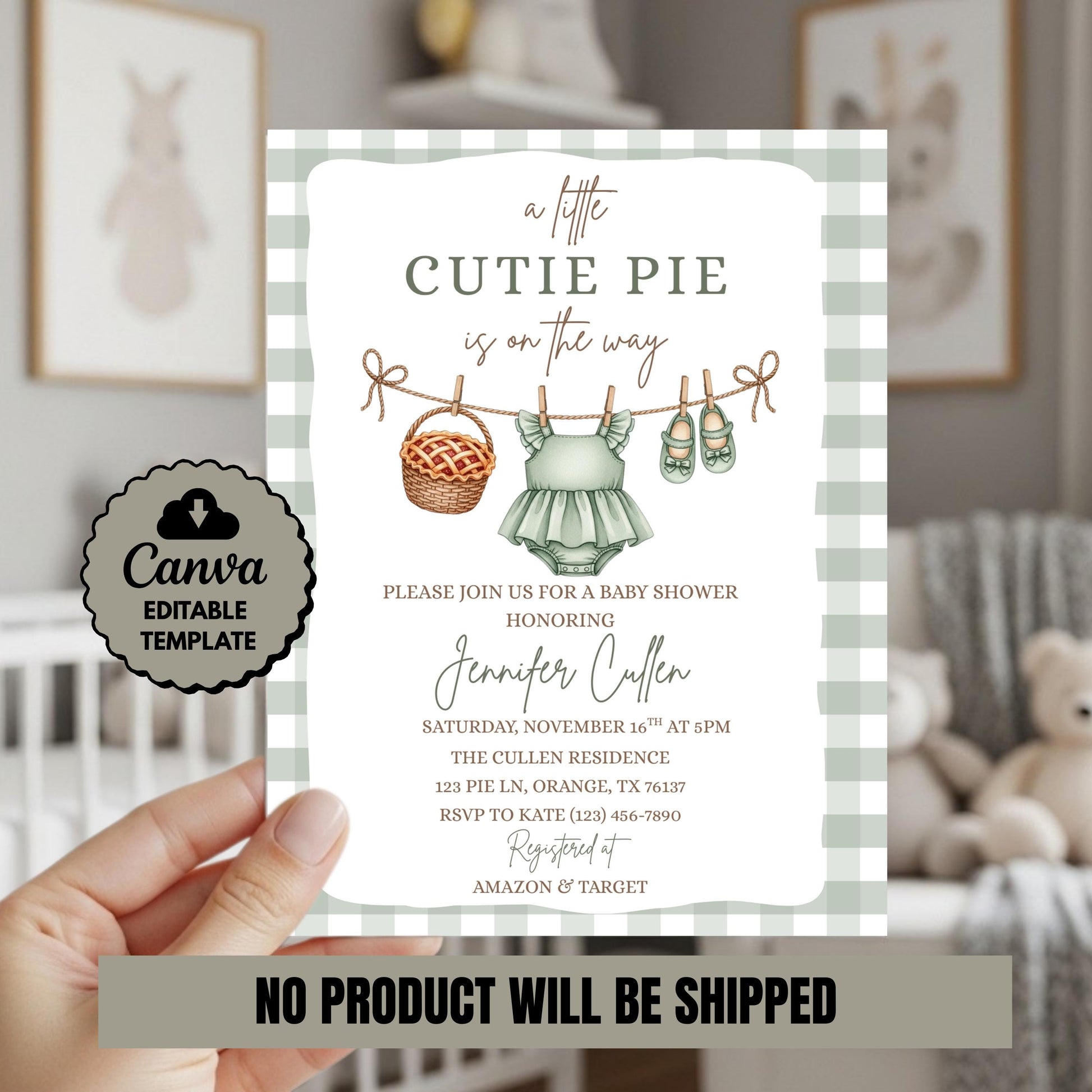 A Little Cutie Pie is on the Way Baby Shower Invite Cutie Pie Baby Shower Invitation Template Boho Fall Autumn Baby Brunch Invite Editable