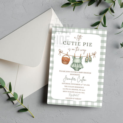 A Little Cutie Pie is on the Way Baby Shower Invite Cutie Pie Baby Shower Invitation Template Boho Fall Autumn Baby Brunch Invite Editable