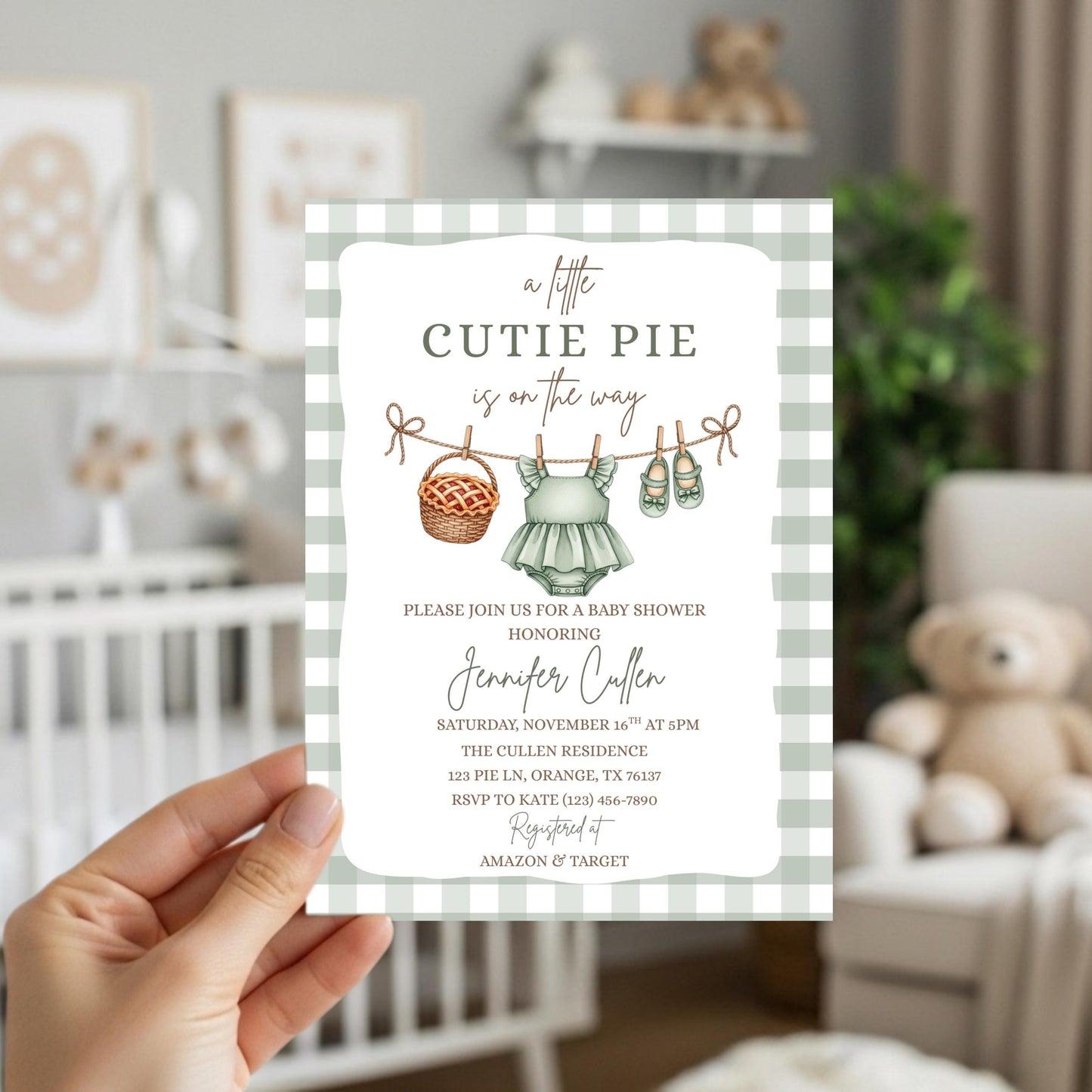A Little Cutie Pie is on the Way Baby Shower Invite Cutie Pie Baby Shower Invitation Template Boho Fall Autumn Baby Brunch Invite Editable