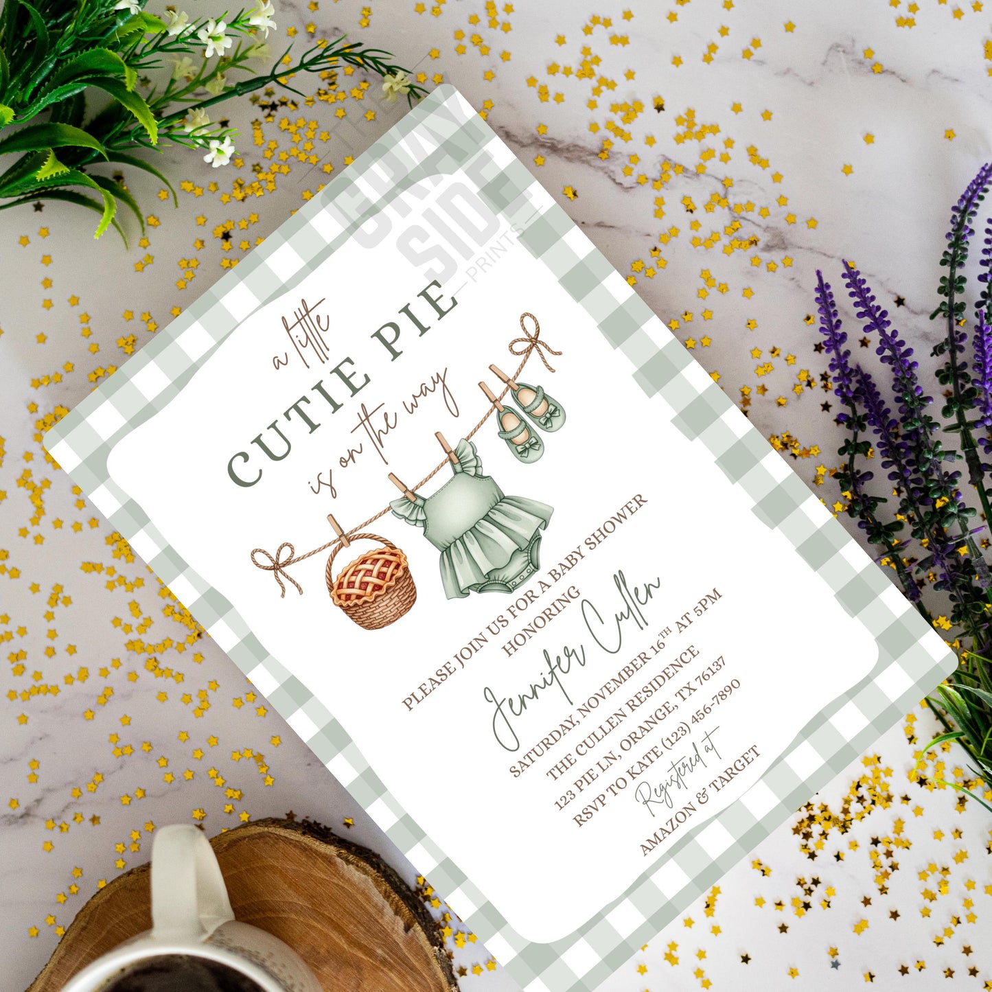 A Little Cutie Pie is on the Way Baby Shower Invite Cutie Pie Baby Shower Invitation Template Boho Fall Autumn Baby Brunch Invite Editable