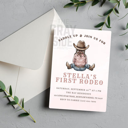 First Rodeo Birthday Invitation Cowgirl Western Party Invite Editable Girl Rodeo Template Girls First Birthday Invite Canva Digital Download