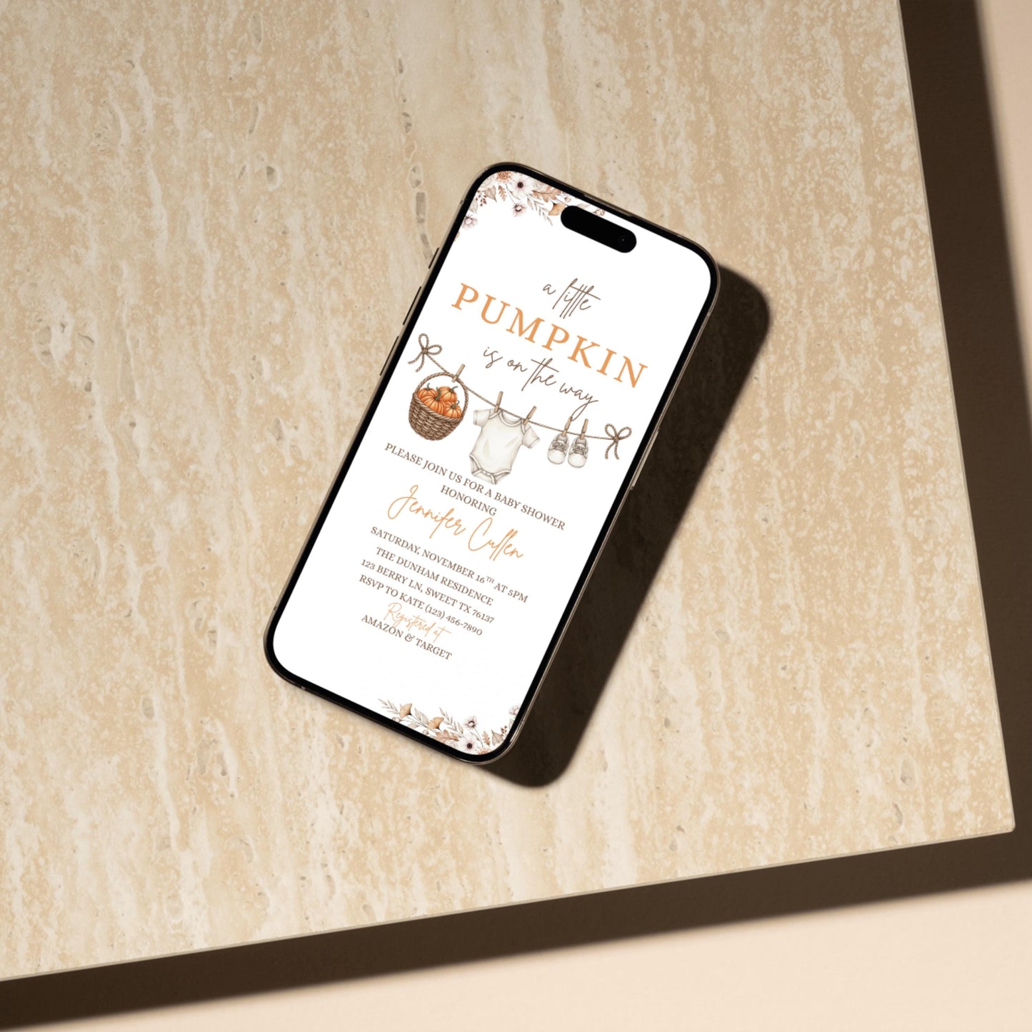 Little Pumpkin Baby Shower Invitation, A Little Pumpkin is on the Way, Autumn Baby Shower Invite, Fall Baby Shower Invitation Template