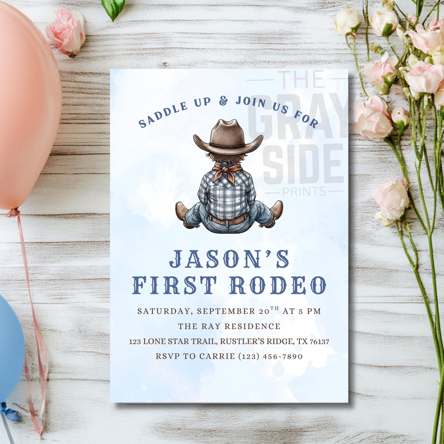 First Rodeo Birthday Invitation Cowboy Western Party Invite Editable Boy Rodeo Template Boy First Birthday Invite Canva Digital Download