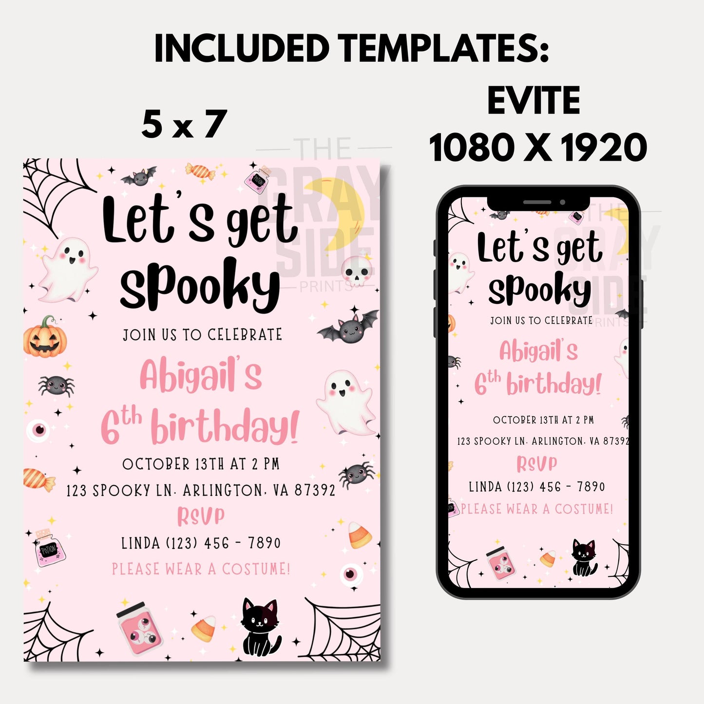 Spooky Birthday Invitation Halloween Birthday Party Invite Cute Ghost 1st Birthday Girls Spooktacular Halloween Birthday Invite 1st Boo Day