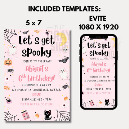 Spooky Birthday Invitation Halloween Birthday Party Invite Cute Ghost 1st Birthday Girls Spooktacular Halloween Birthday Invite 1st Boo Day