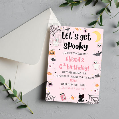 Spooky Birthday Invitation Halloween Birthday Party Invite Cute Ghost 1st Birthday Girls Spooktacular Halloween Birthday Invite 1st Boo Day