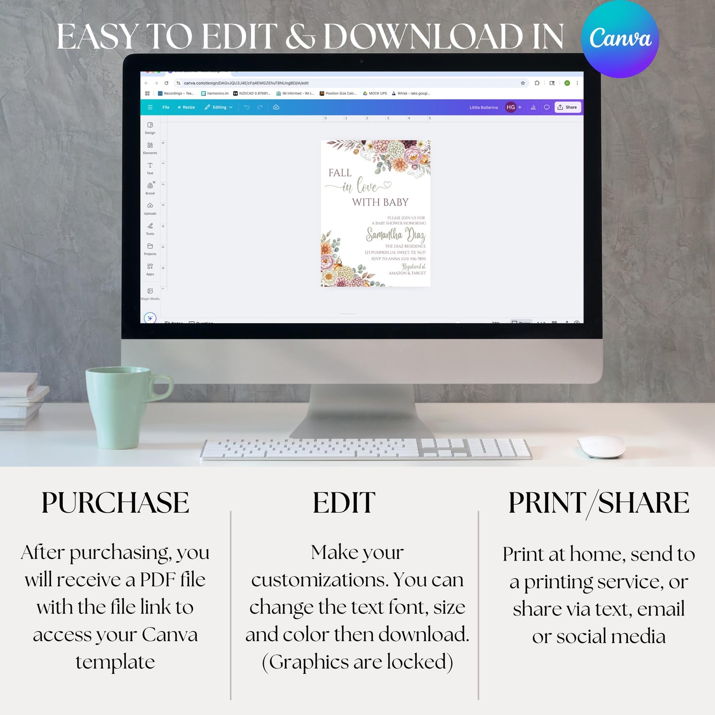 Fall in Love With Baby Shower Invitation Fall Baby Shower Invite Pumpkin Baby Shower Invite  Baby Shower Gender Neutral Baby Sprinkle Invite