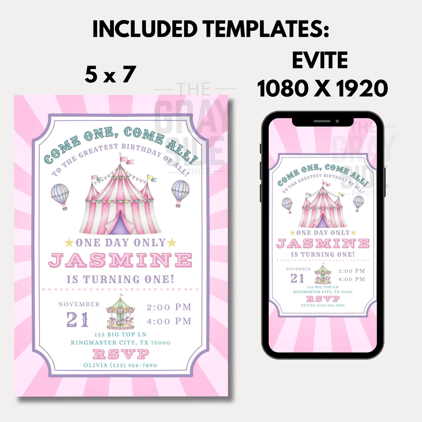 Pink Carnival Birthday Invitation Carnival Invite Circus Birthday Invitation Circus Invite Girls Circus Birthday Invite Editable Template