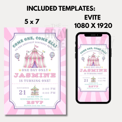 Pink Carnival Birthday Invitation Carnival Invite Circus Birthday Invitation Circus Invite Girls Circus Birthday Invite Editable Template