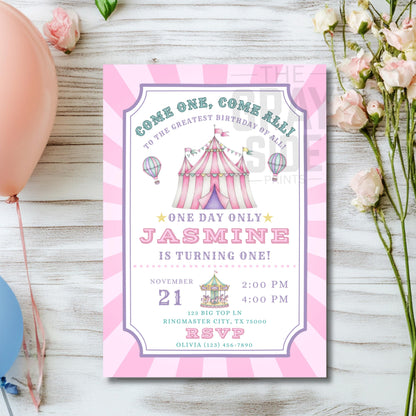 Pink Carnival Birthday Invitation Carnival Invite Circus Birthday Invitation Circus Invite Girls Circus Birthday Invite Editable Template