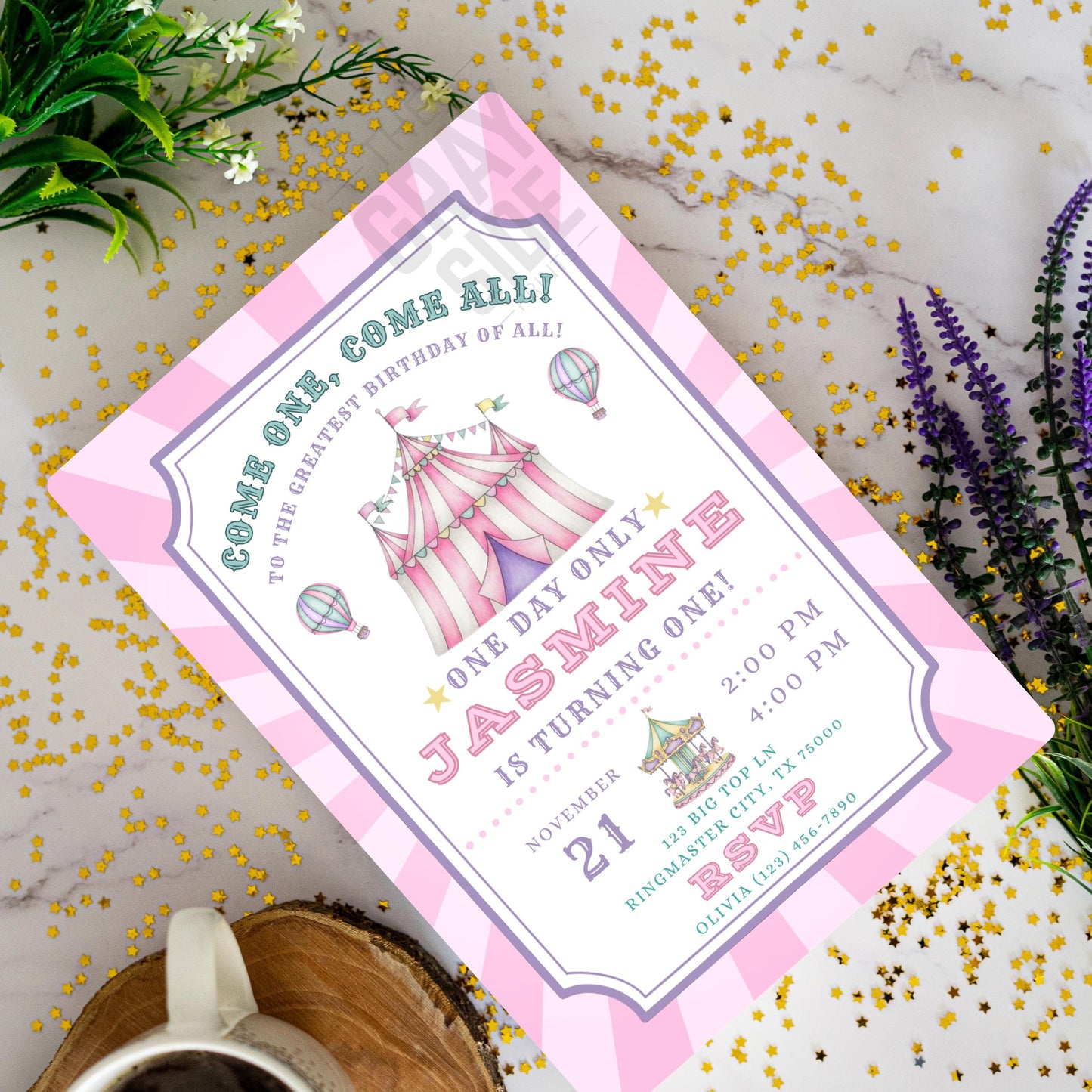 Pink Carnival Birthday Invitation Carnival Invite Circus Birthday Invitation Circus Invite Girls Circus Birthday Invite Editable Template