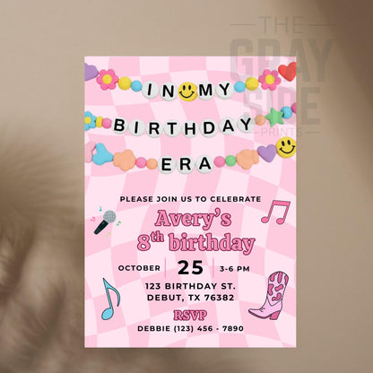 Girls Birthday Invite Era Birthday Invitation Girls Music Invite Birthday Era Party Invite Era Invitation Editable Template Digital Download