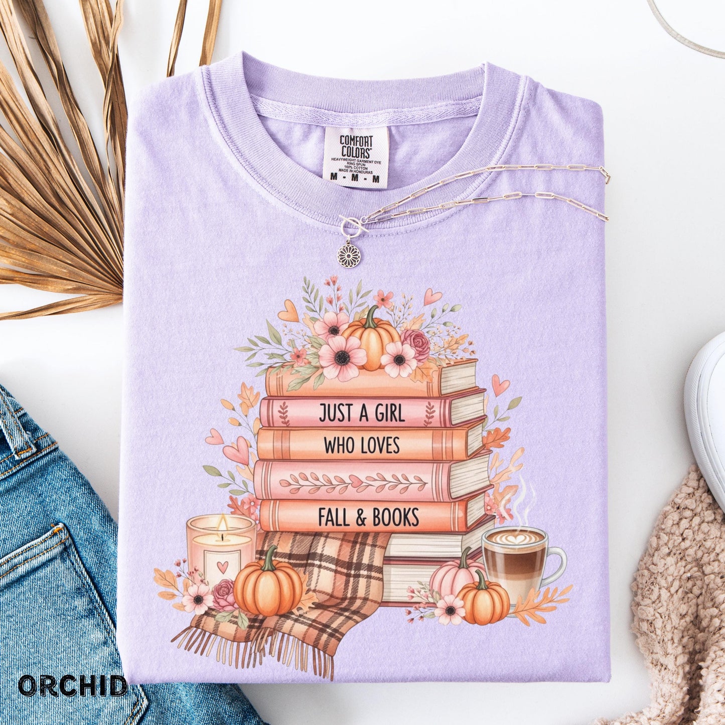 Cute Fall Shirt for Book Lovers Just A Girl Who Loves Fall Gift For Fall Lovers Autumn Tee Book & Fall Tee Readers Shirt Cute Book Shirt
