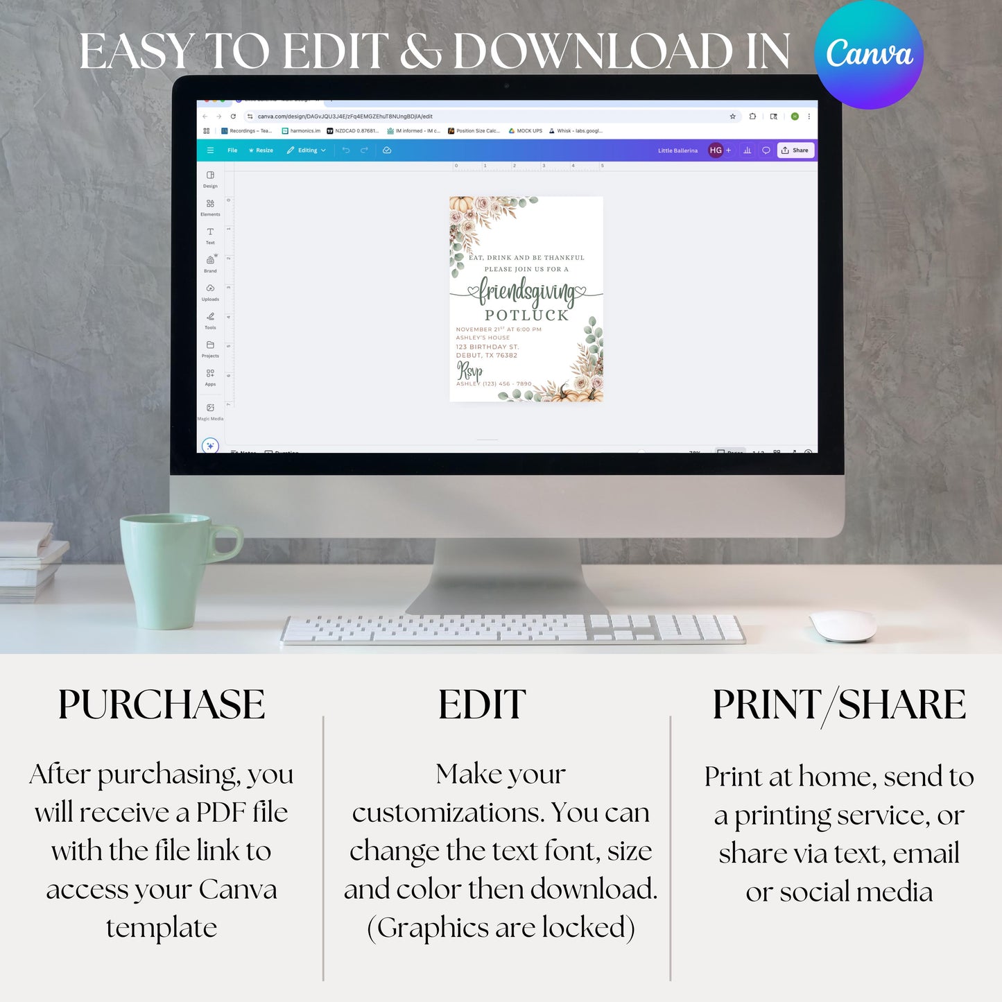 Friendsgiving Dinner invite Friendsgiving Invitattion Template Thanksgiving Invite Printable Digital Download Fall Dinner Invitation