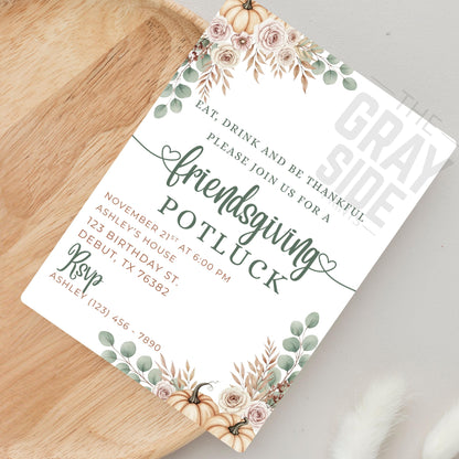 Friendsgiving Dinner invite Friendsgiving Invitattion Template Thanksgiving Invite Printable Digital Download Fall Dinner Invitation