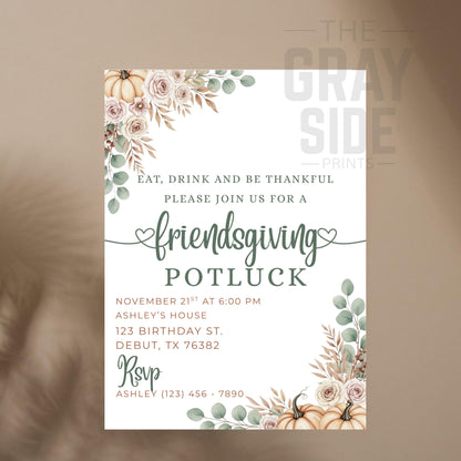 Friendsgiving Dinner invite Friendsgiving Invitattion Template Thanksgiving Invite Printable Digital Download Fall Dinner Invitation