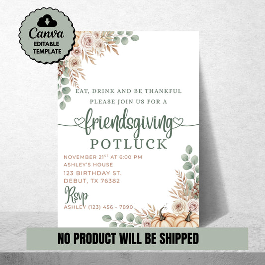 Friendsgiving invitation Friendsgiving Dinner Invite Template Thanksgiving Invite Printable Digital Download Thanksgiving Dinner Invitation