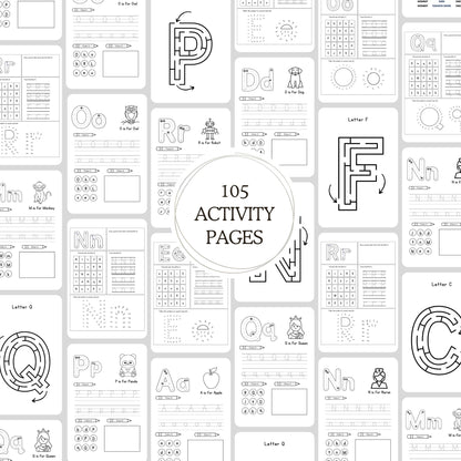 Preschool Pre-K  Kindergarten Learning Bundle 100+ Pages Printable Activity Worksheets Coloring Dot To Dot Tracing Alphabet Worksheets