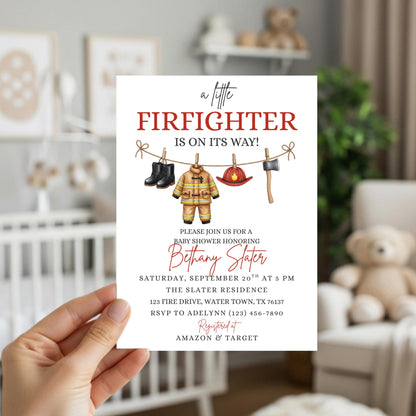 A Little Firefighter Baby Shower Bundle Baby Shower Bundle Invitation Fire Truck Baby Shower Fireman Invite Boy Baby Shower Girl Baby Shower