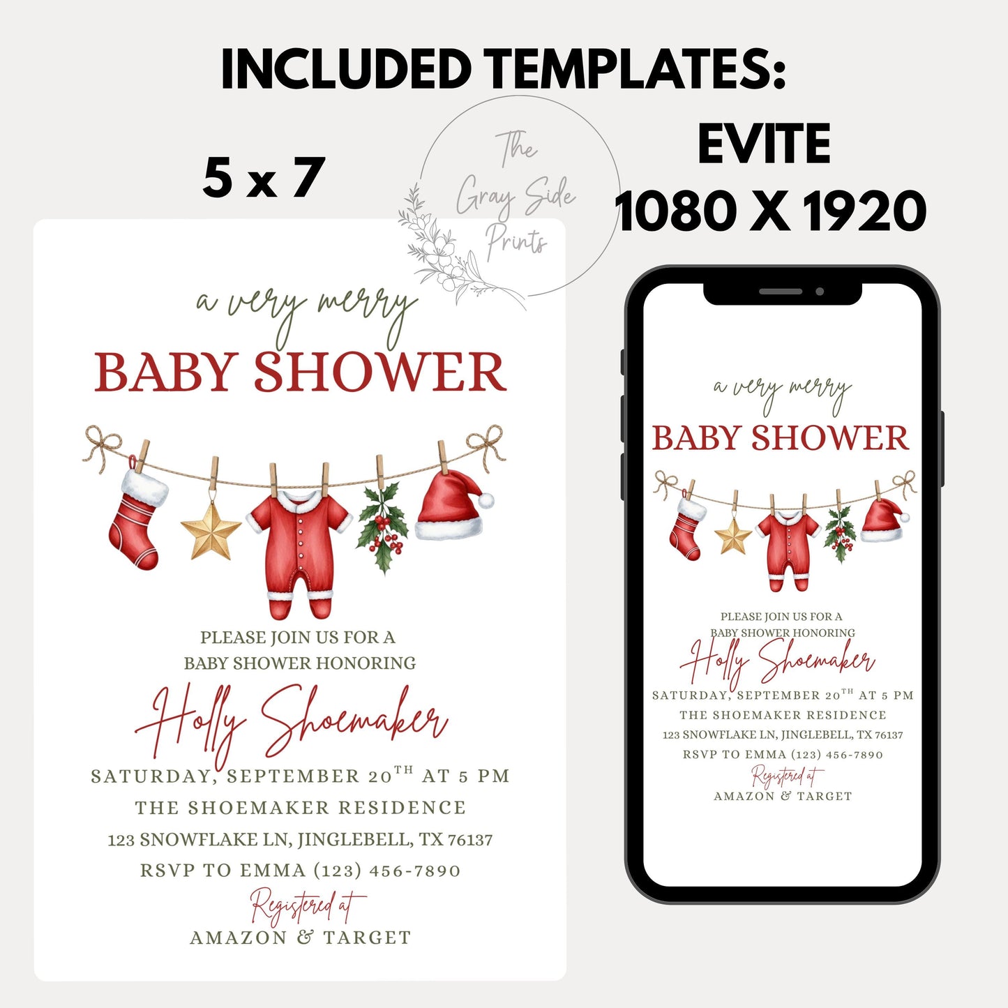Winter Baby Shower Invitation Very Merry Baby Shower Christmas Baby Shower Invite  Gender Neutral Baby Shower Merry Little Baby Shower
