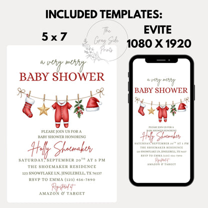 Winter Baby Shower Invitation Very Merry Baby Shower Christmas Baby Shower Invite  Gender Neutral Baby Shower Merry Little Baby Shower
