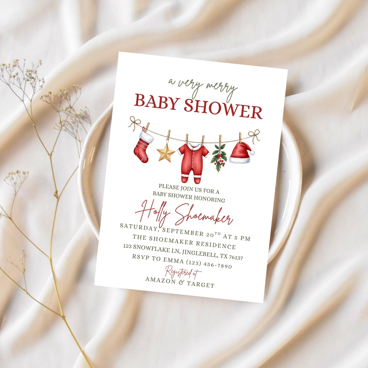 Winter Baby Shower Invitation Very Merry Baby Shower Christmas Baby Shower Invite  Gender Neutral Baby Shower Merry Little Baby Shower