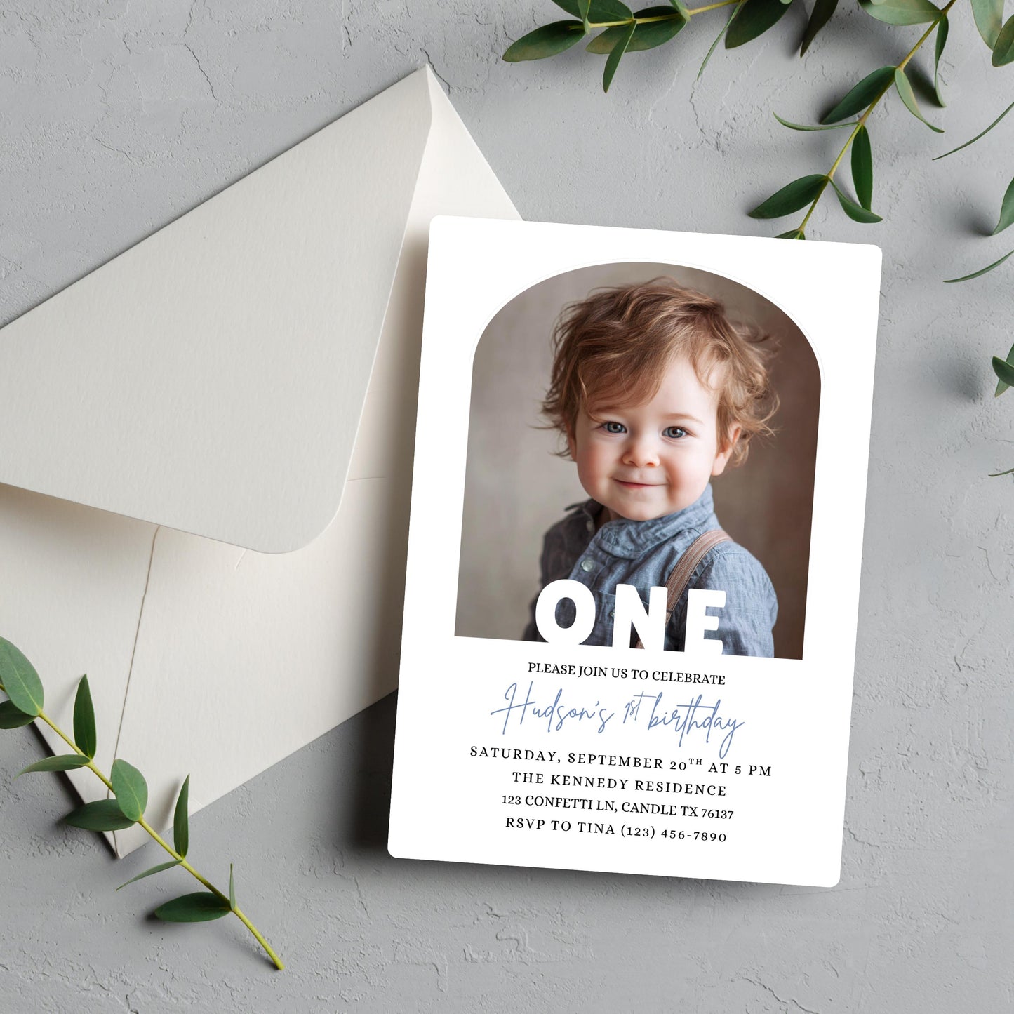 Editable 1st Birthday Photo Invitation Minimal First Birthday Invite TemplatevBoy First Birthday Invitation Girl First Birthday Template