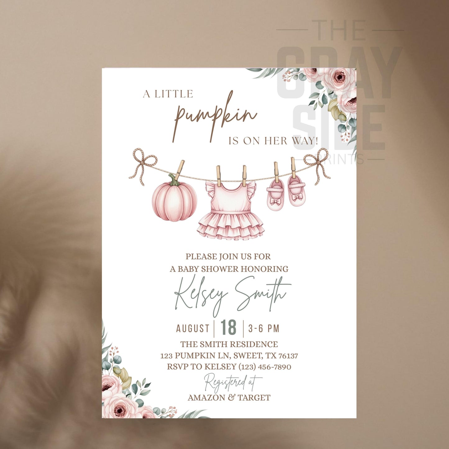 Little Pumpkin Baby Shower Invitation Fall Baby Shower Invite Editable Baby Shower Template Girl Baby Shower Invitation Pink Baby Shower