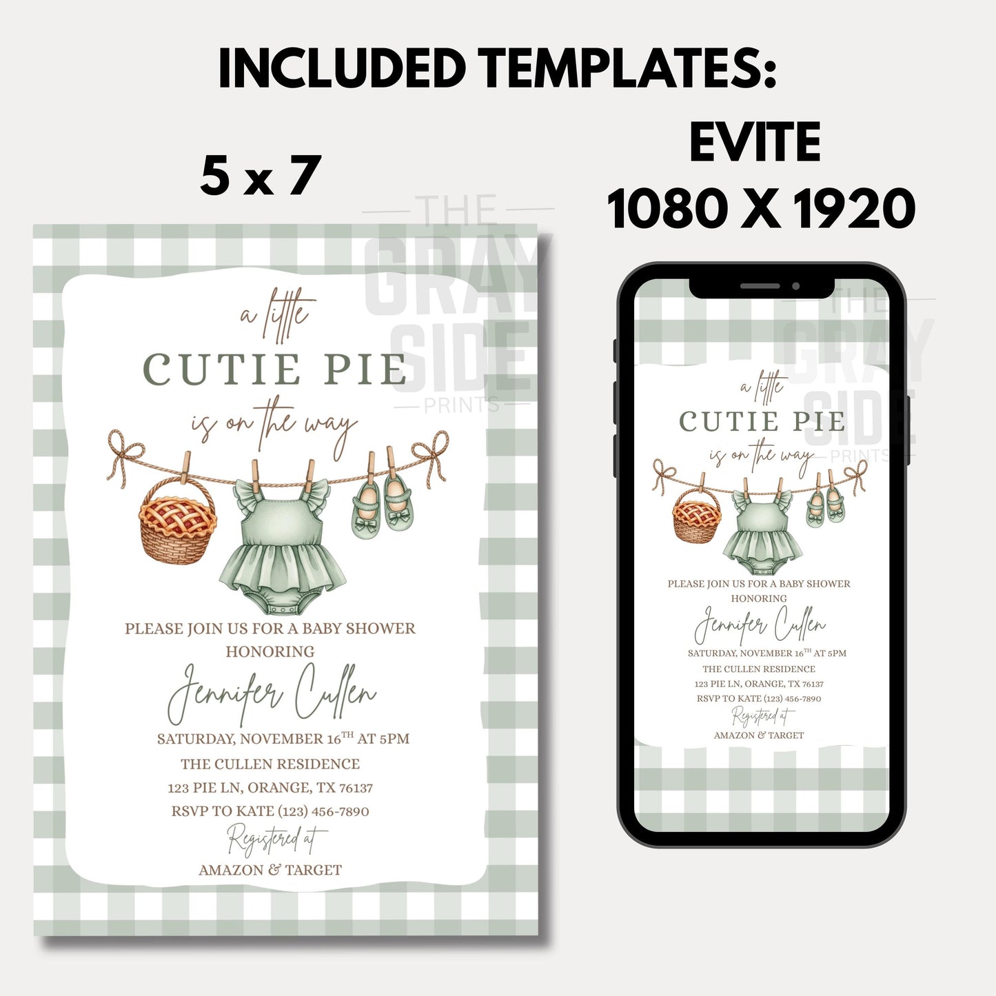 A Little Cutie Pie is on the Way Baby Shower Invite Cutie Pie Baby Shower Invitation Template Boho Fall Autumn Baby Brunch Invite Editable