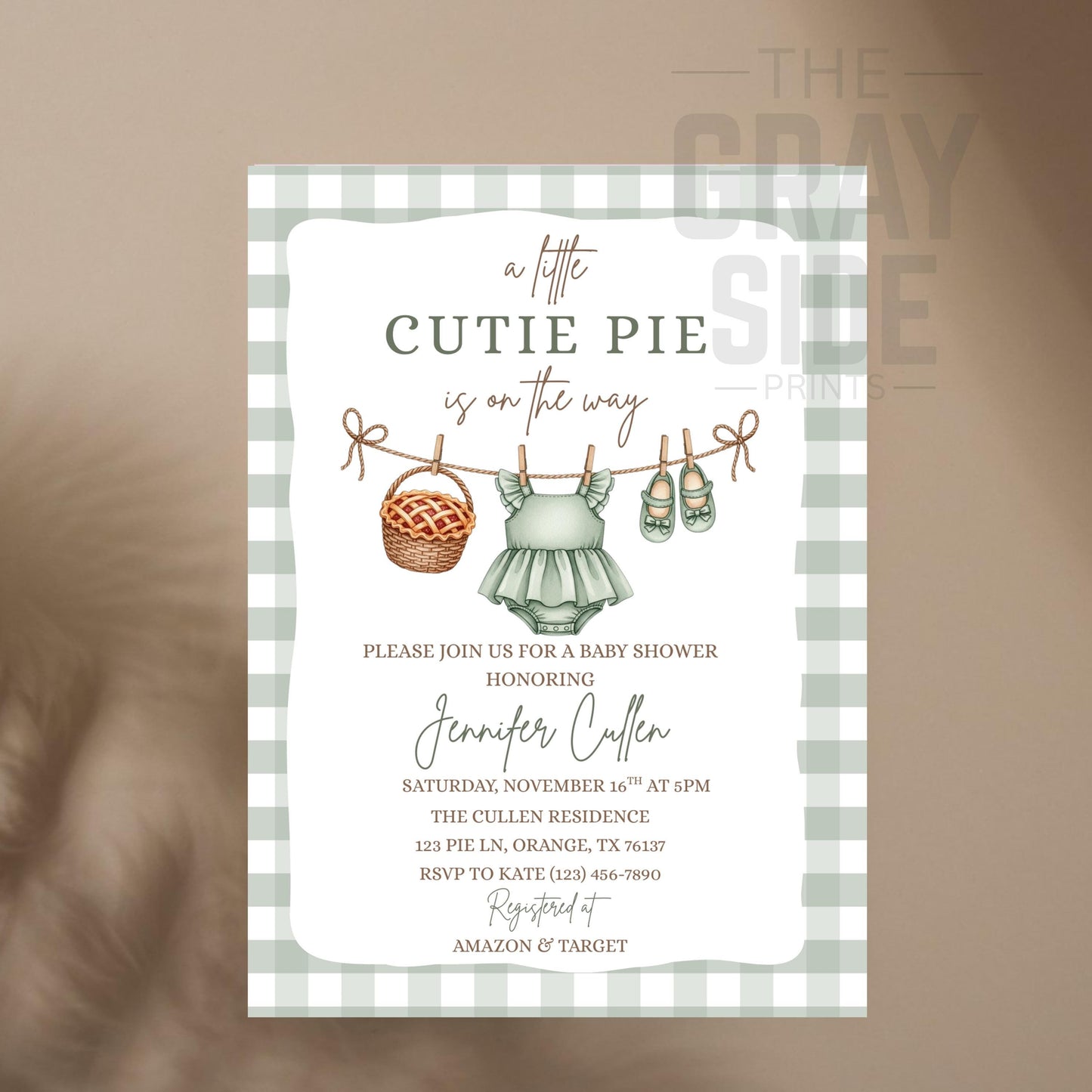 A Little Cutie Pie is on the Way Baby Shower Invite Cutie Pie Baby Shower Invitation Template Boho Fall Autumn Baby Brunch Invite Editable