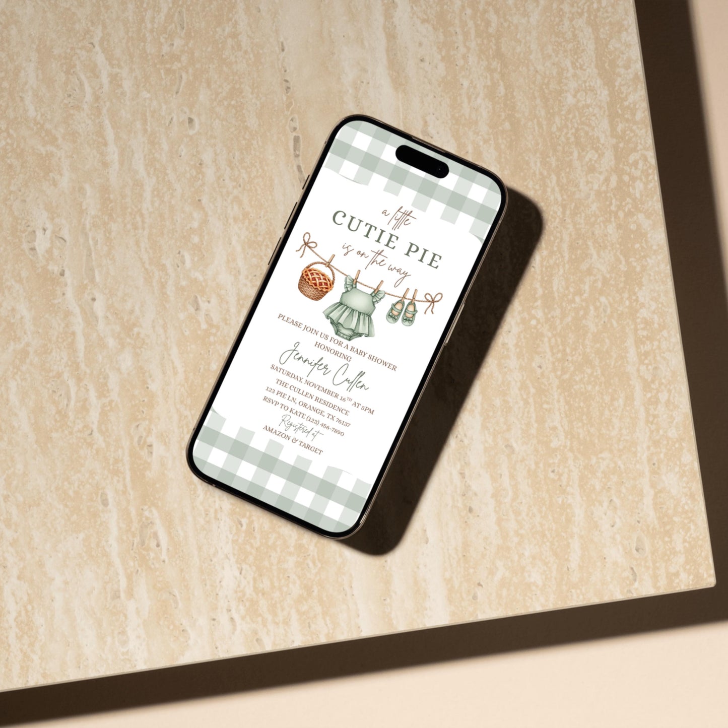 A Little Cutie Pie is on the Way Baby Shower Invite Cutie Pie Baby Shower Invitation Template Boho Fall Autumn Baby Brunch Invite Editable