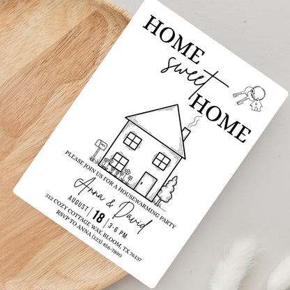 Editable Housewarming Invitation, Housewarming Party Invite, Modern Minimalistic, Home Sweet Home, New Home Card, Printable Template