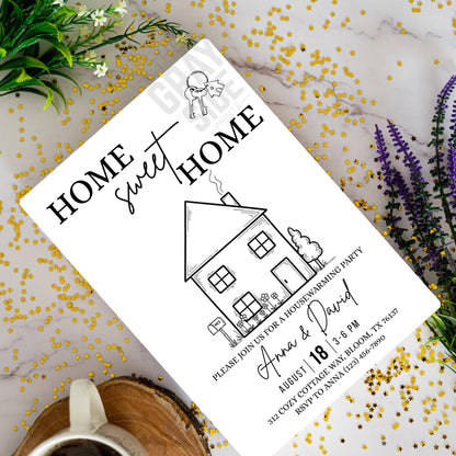 Editable Housewarming Invitation, Housewarming Party Invite, Modern Minimalistic, Home Sweet Home, New Home Card, Printable Template