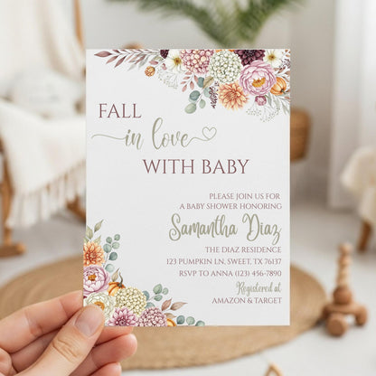 Editable Baby Shower Invitation for Fall, Autumn Pumpkin Baby Shower Invite, Fall in Love with Baby Digital Template Gender Neutral Invite Fall in Love With Baby Shower Invitation Fall Baby Shower Invite Pumpkin Baby Shower Invite  Baby Shower Gender Neutral Baby Sprinkle Invite